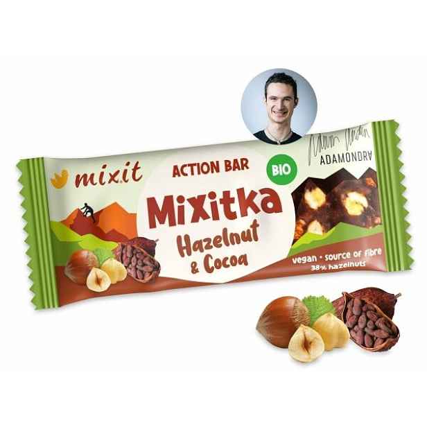 MIXIT BIO MIXITKA ADAMA ONDRY - LÍSKOVÝ OŘÍŠEK A KAKAO Ořechová tyčinka , G