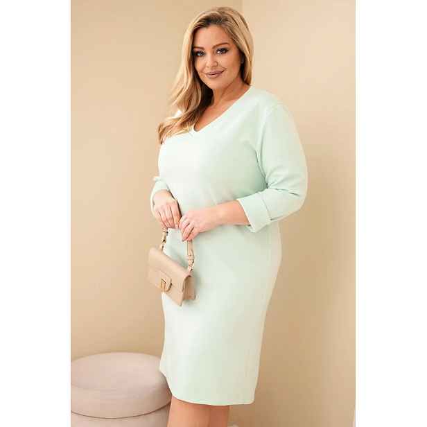 Plus size šaty s výstřihem do V, mátová barva