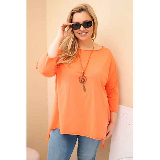 Dámská plus size asymetrická halenka s náhrdelníkem