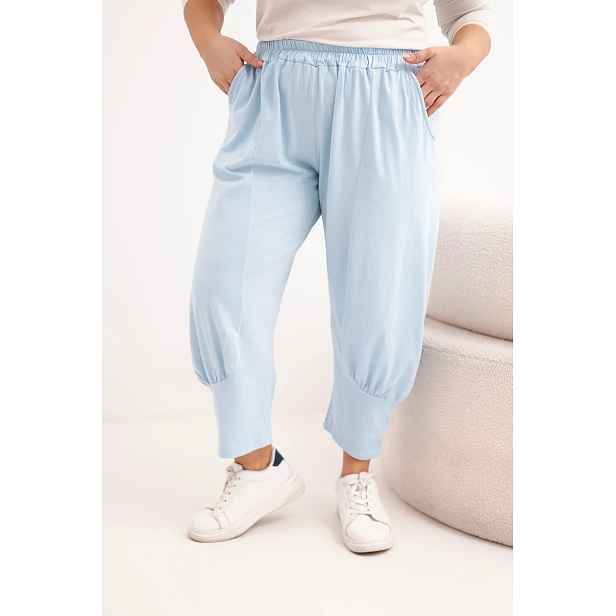 Plus size kalhoty s nízkým sedem a elastickým pasem