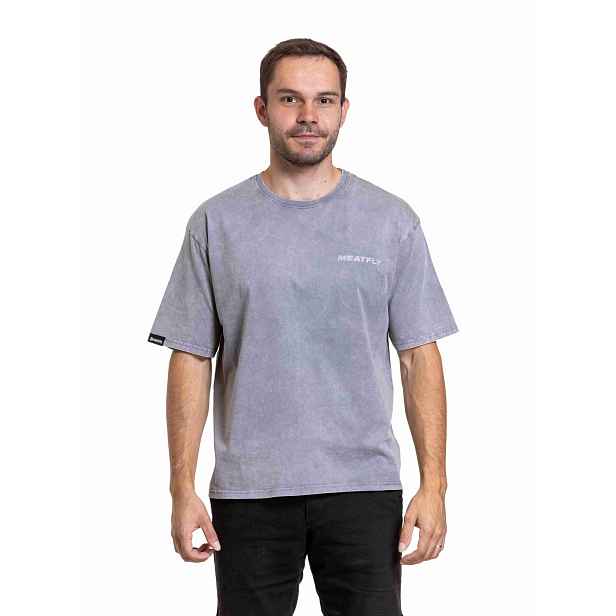Meatfly unisex tričko T-Cat Pewter Acid Wash | 100% bavlna