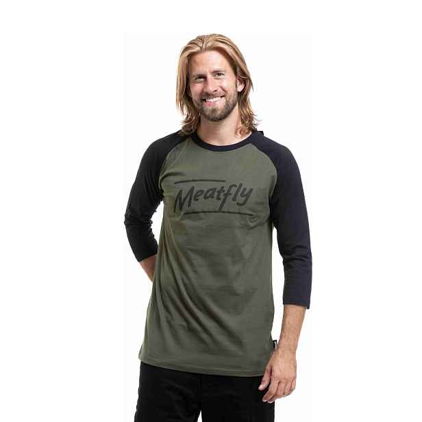Meatfly pánské tričko Kennedy Raglan Olive | 100% bavlna