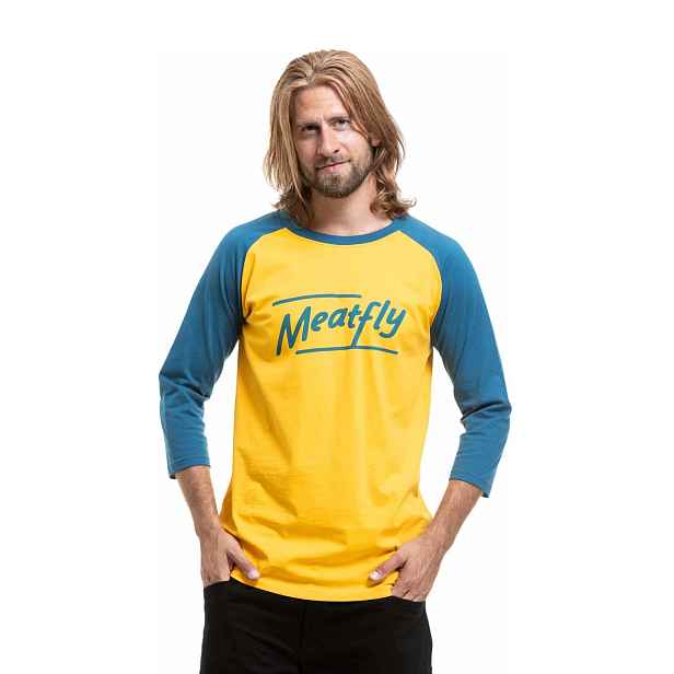 Meatfly pánské tričko Kennedy Raglan Super Teal / Sunny | 100% bavlna
