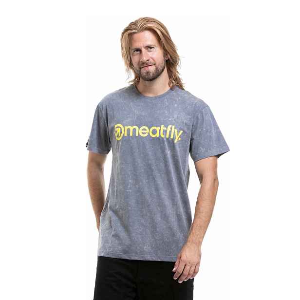 Meatfly pánské tričko MF Logo Pewter Acid Wash | 100% bavlna