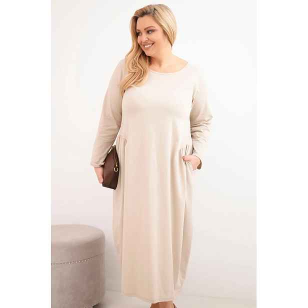 Plus size bavlněné šaty s dlouhými rukávy
