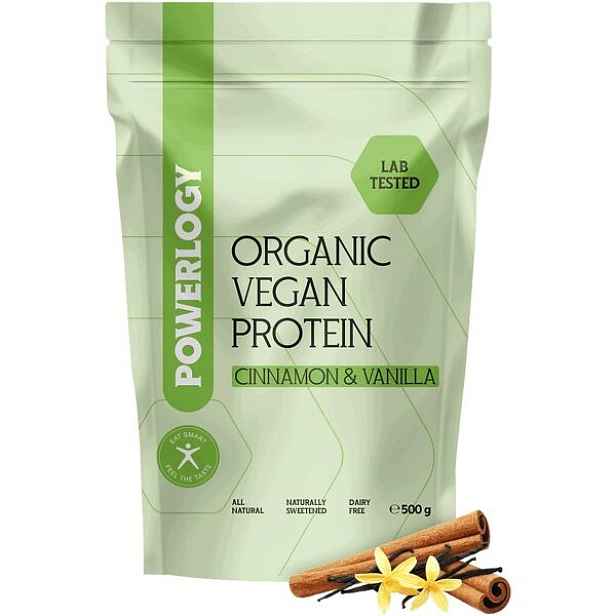 POWERLOGY ORGANIC VEGAN PROTEIN SKOŘICE-VANILKA 500 G Rostlinný protein , G