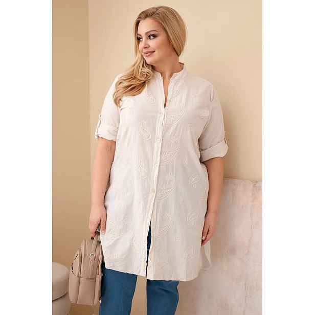Bavlněné šaty Kesi Włoski Plus Size s výšivkou