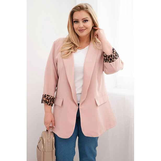 Dámský plus size sako s leopardím vzorem