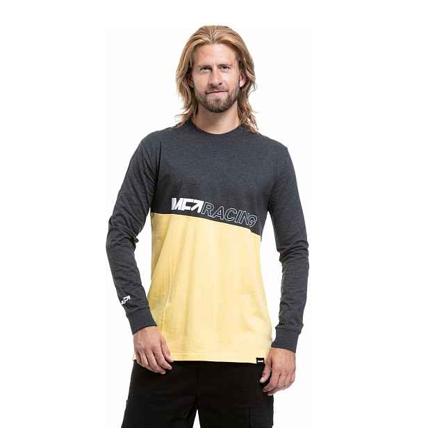 Meatfly pánské tričko s dlouhým rukávem Judgement Cream / Charcoal Heather