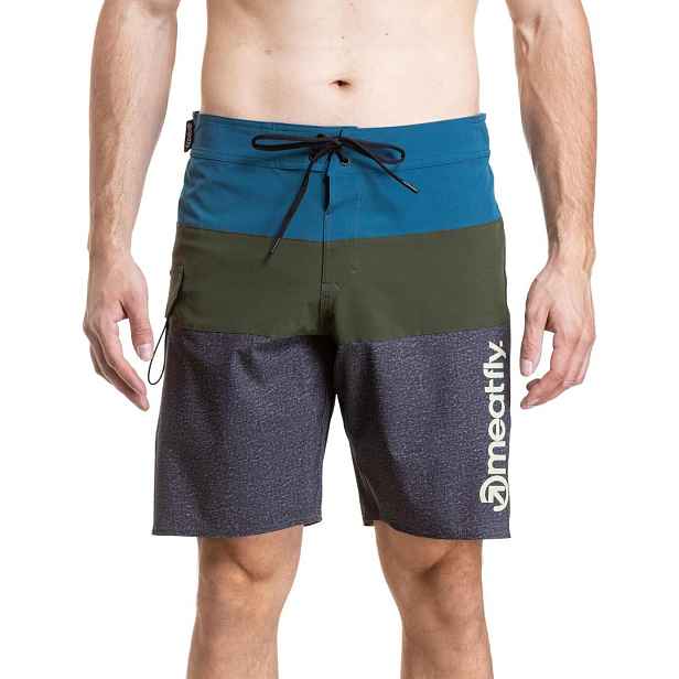 Meatfly pánské plavky Mitch Boardshorts 21" Olive / Super Teal