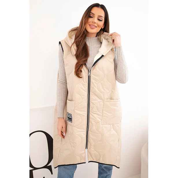 Kesi plus-size prošívaná vesta s kapucí