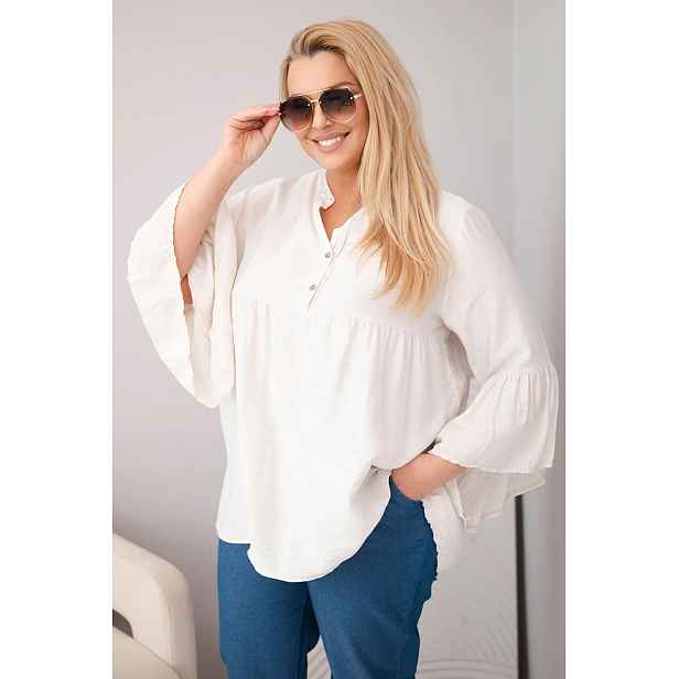Plus Size dámská halenka Kesi s volánovými rukávy