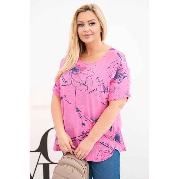 Kesi Włoski plus-size halenka s krátkými rukávy a kapsou