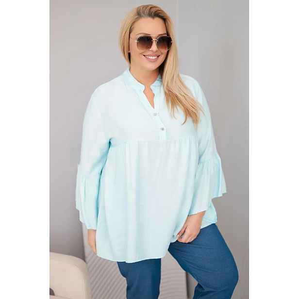 Kesi dámská plus-size viskózová halenka s volánovým rukávem