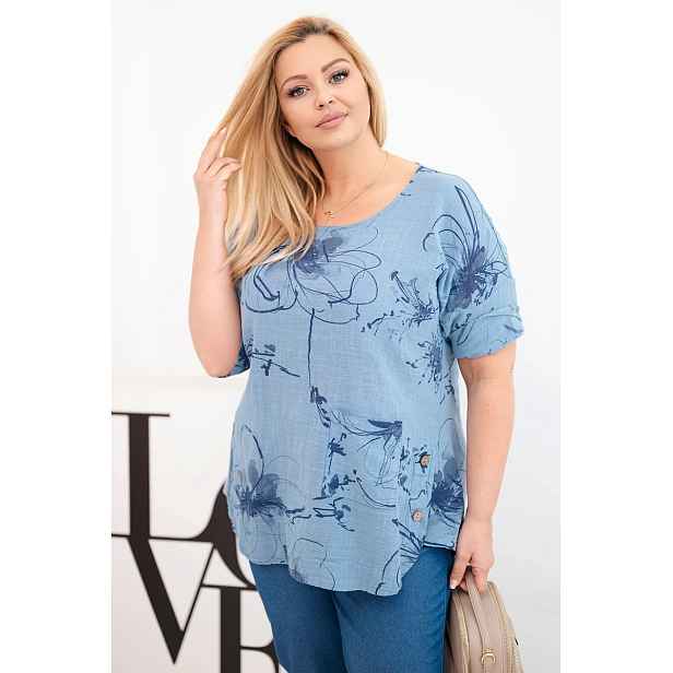 Kesi plus-size bavlněné tričko s kapsou