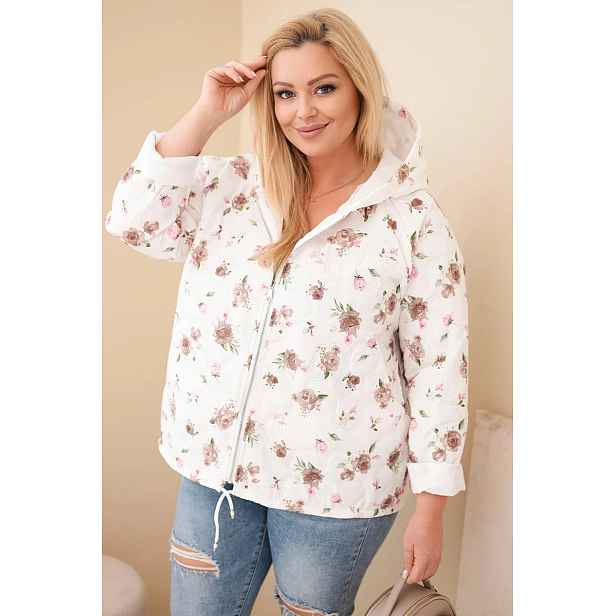 Dámská jarní bunda plus size s květinovým vzorem
