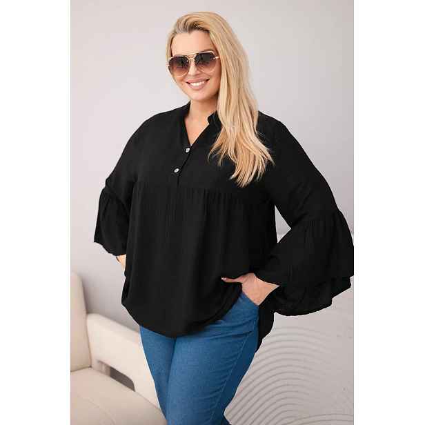 Plus size viskózová halenka s volánovými rukávy