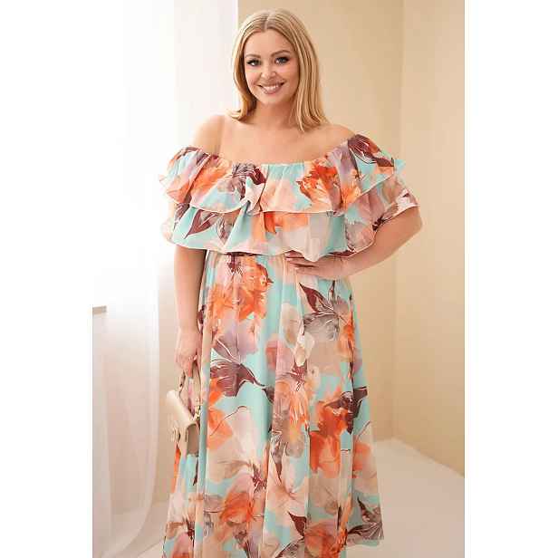 Kesi Plus Size maxi šaty s volánem mátově