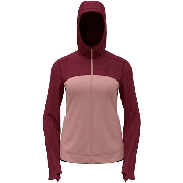 Odlo W PERFORMANCE WOOL X-WARM HOODY Dámská mikina, lososová