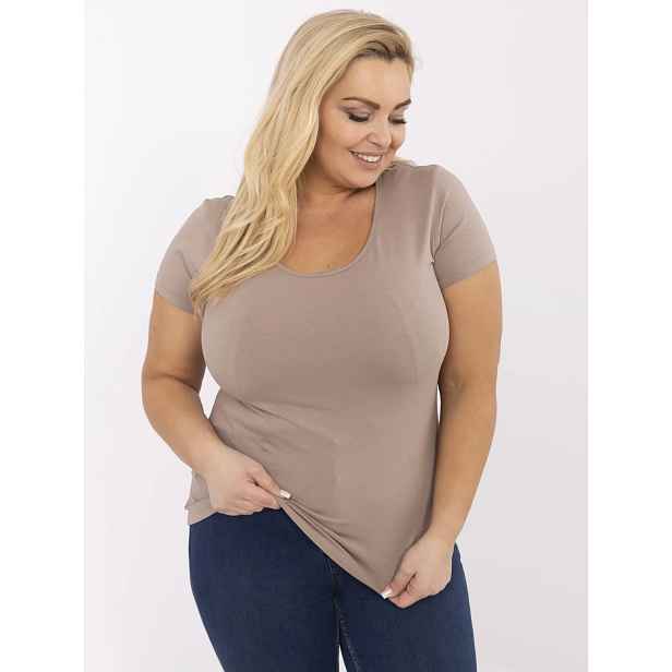 Tmavobéžové triko plus size