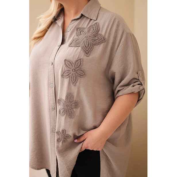 Dámská plus-size viskózová košile s výšivkou