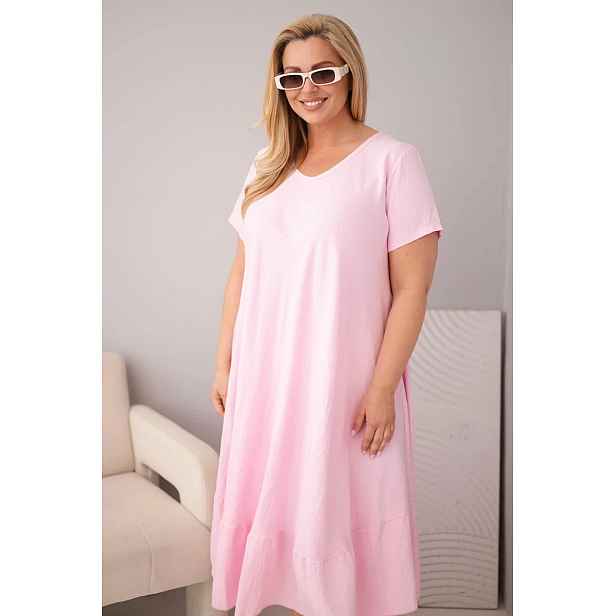 Plus size šaty s volánem a krátkým rukávem