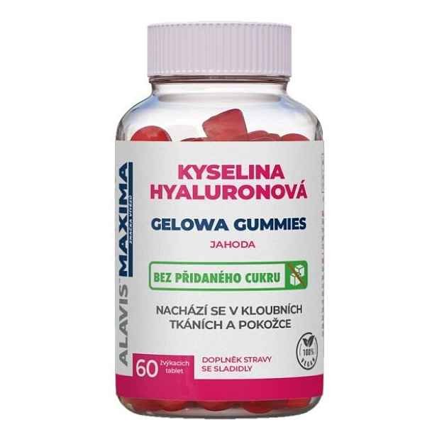 ALAVIS KYSELINA HYALURONOVÁ GELOWA GUMMIES JAHODA 60 TBL Doplněk s kyselinou hyaluronovou