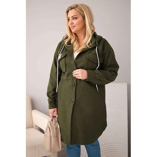 Kesi dámský kabát s kapucí plus size