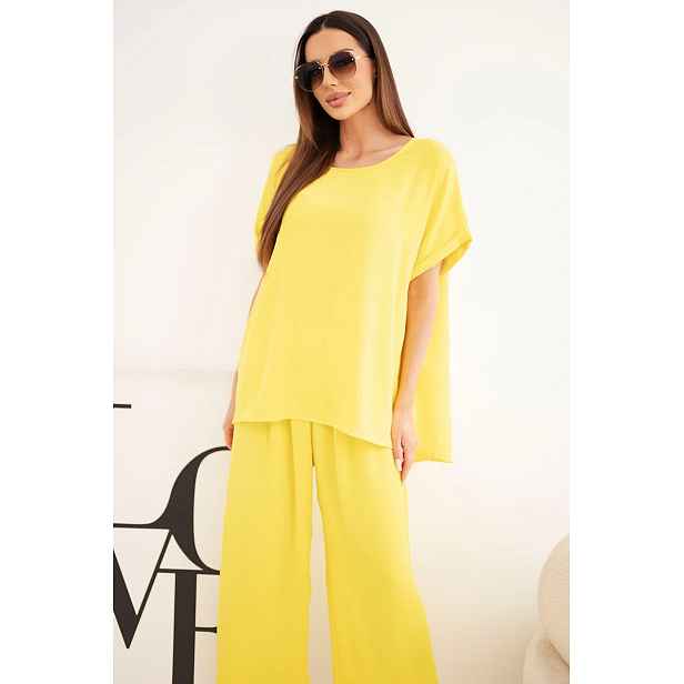 Kesi dámský plus size set s blůzkou a širokými kalhotami
