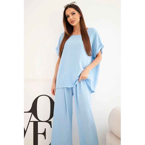 Kesi plus size dámská souprava: top a široké kalhoty