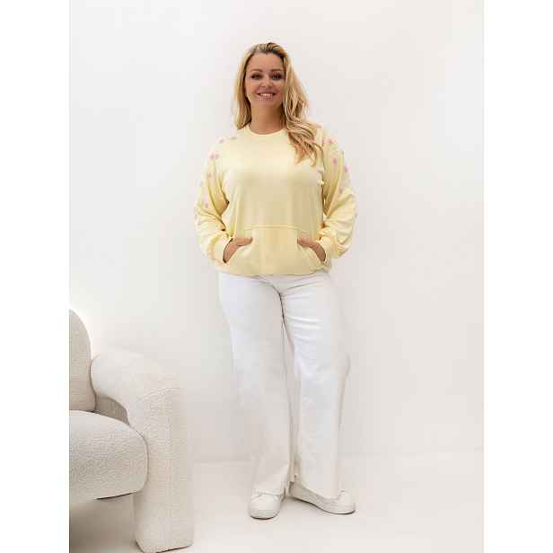 plus size mikina s květinovou aplikací