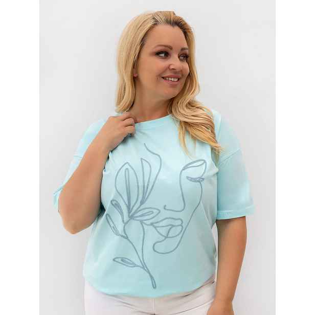 Mátové tričko plus size s kulatým výstřihem
