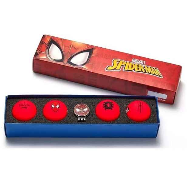 VOLVIK GB VV MARVEL SPIDERMAN SET 4 BALLS + 1 BALLMARKER Golfové míčky