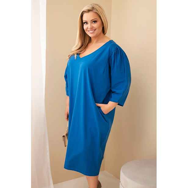 Kesi Dámské Plus Size Šaty s Kapsami v Nevazové