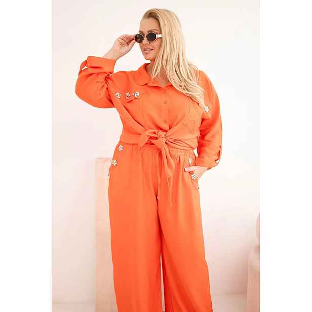 Kesi dámský plus size komplet s košilí a kalhotami