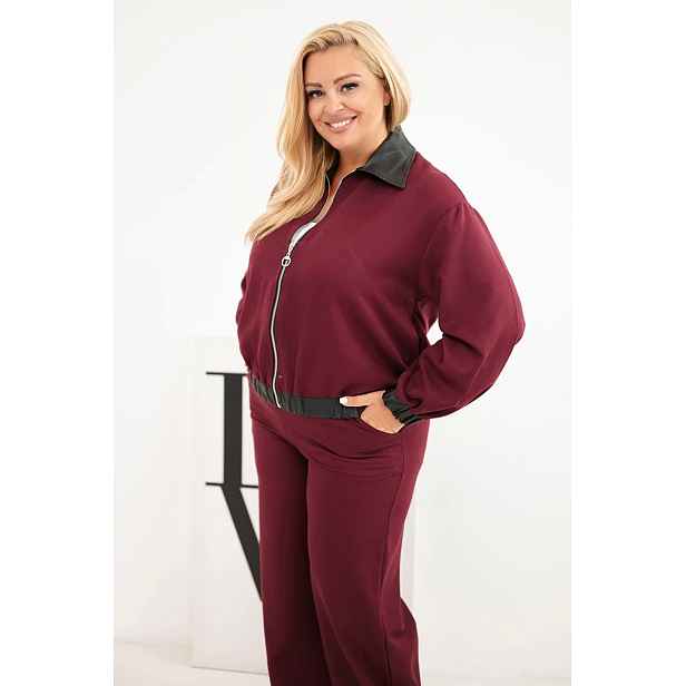 Kesi Włoski Plus Size dámský set s mikinou na zip a kalhotami