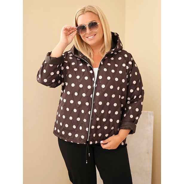 Plus size dámská bunda s půlka tečkami