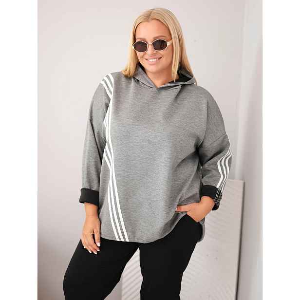 Plus Size dámská mikina s proužky