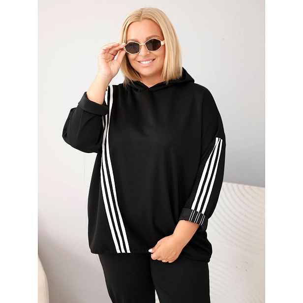 Kesi Plus Size mikina s ozdobnými pásky