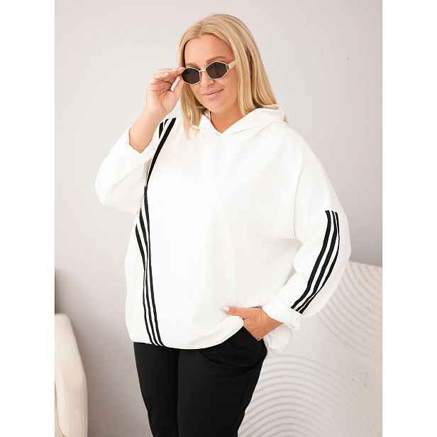 Kesi Włoski Plus size mikina s ozdobnými proužky ecru