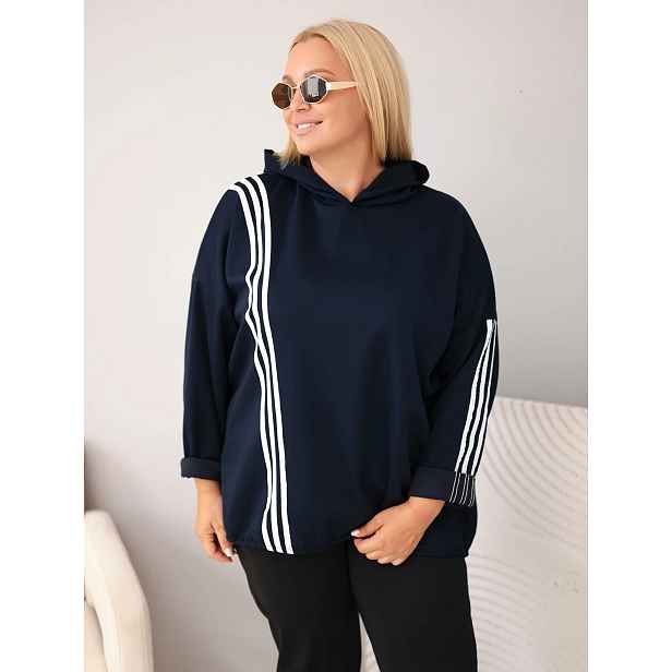 Plus Size viskózní mikina Kesi s pruhy