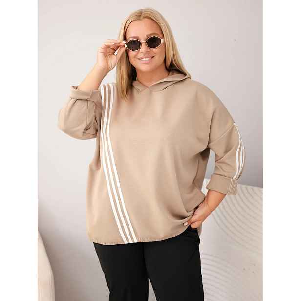 Kesi Włoski mikina Plus Size s ozdobnými pruhy