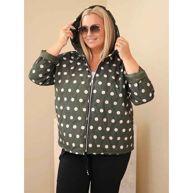 Kesi Plus Size dámská bunda s tečkami a kapucí