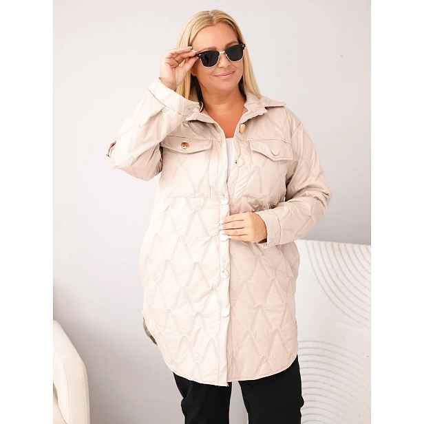 Kesi plus size prošívaná bunda s límcem