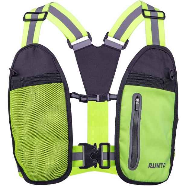 Runto VEST POCKET Unisex běžecká vesta, reflexní neon