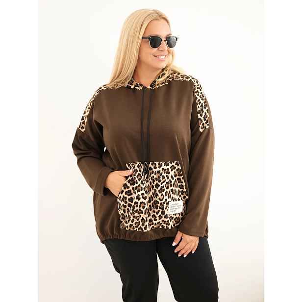 Kesi Plus Size mikina s leopardím vzorem
