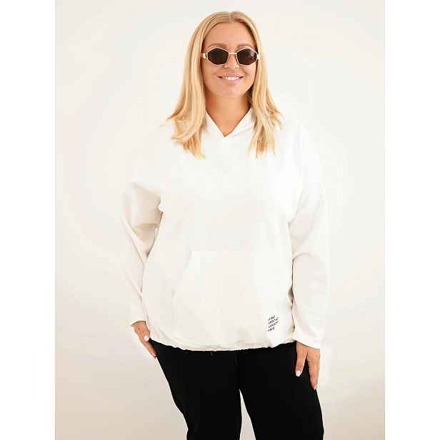 Plus size dámská mikina s klokankou ecru