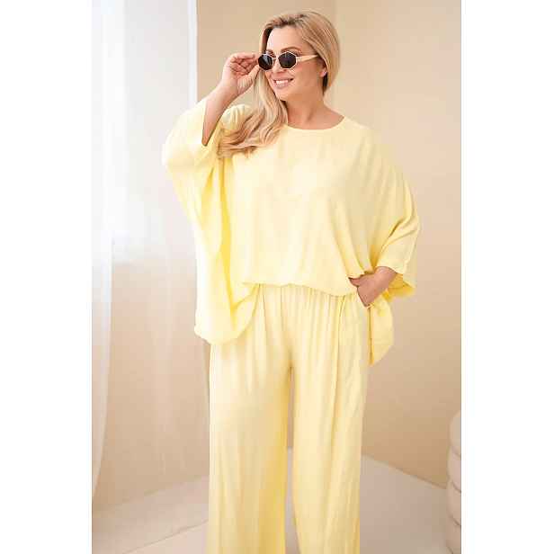 Kesi Plus Size dámský set s květovanými kalhotami