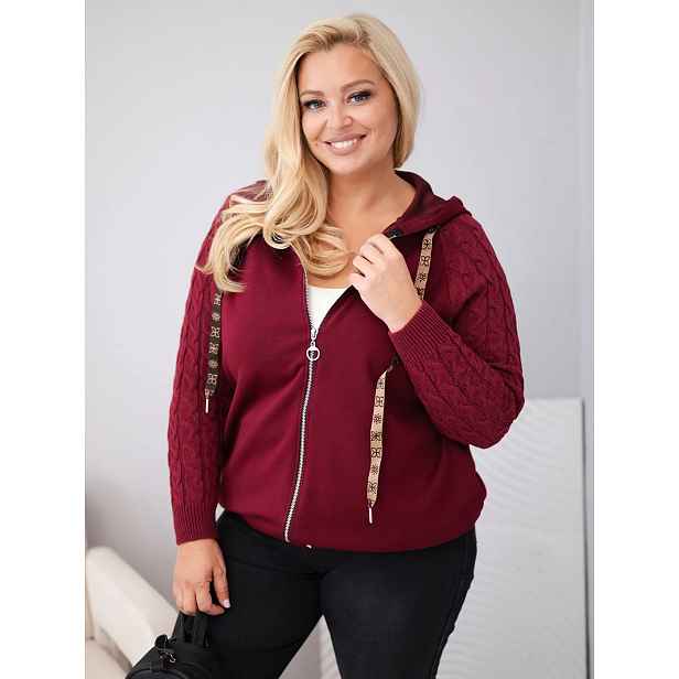 Plus size dámská mikina s pletenými rukávy