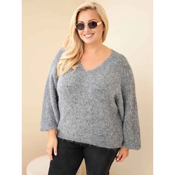Kesi dámský Plus Size svetr s výstřihem do V
